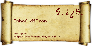 Inhof Áron névjegykártya